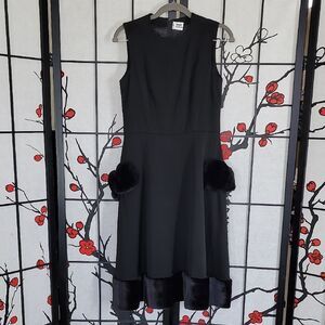 Noir Kei NINOMIYA Sleeveless Wool Dress With Faux Fur Accents Size S